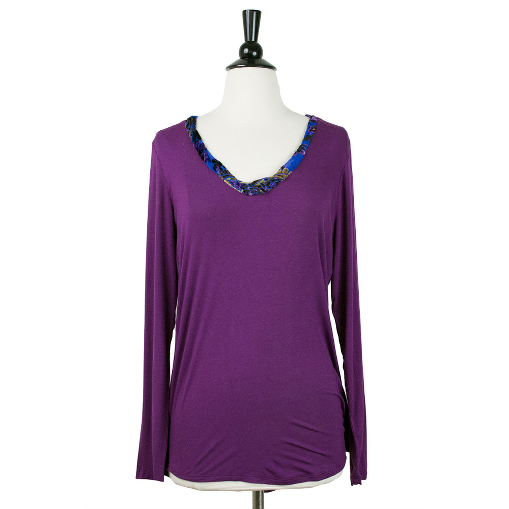 ARATTA | Purple Silk Trim Jersey Knit Top